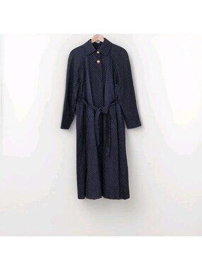 Aquascutum Vtg Aqua 5 Trench Coat 6 Black White Polka Dot Button Canada Oversize